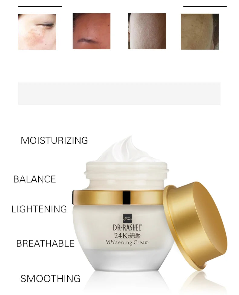 DR.RASHEL Skin Care 24K Gold Collagen Whitening Cream Moisturizing Lightening Brighten Spot Day Cream Nourishing Facial Cream