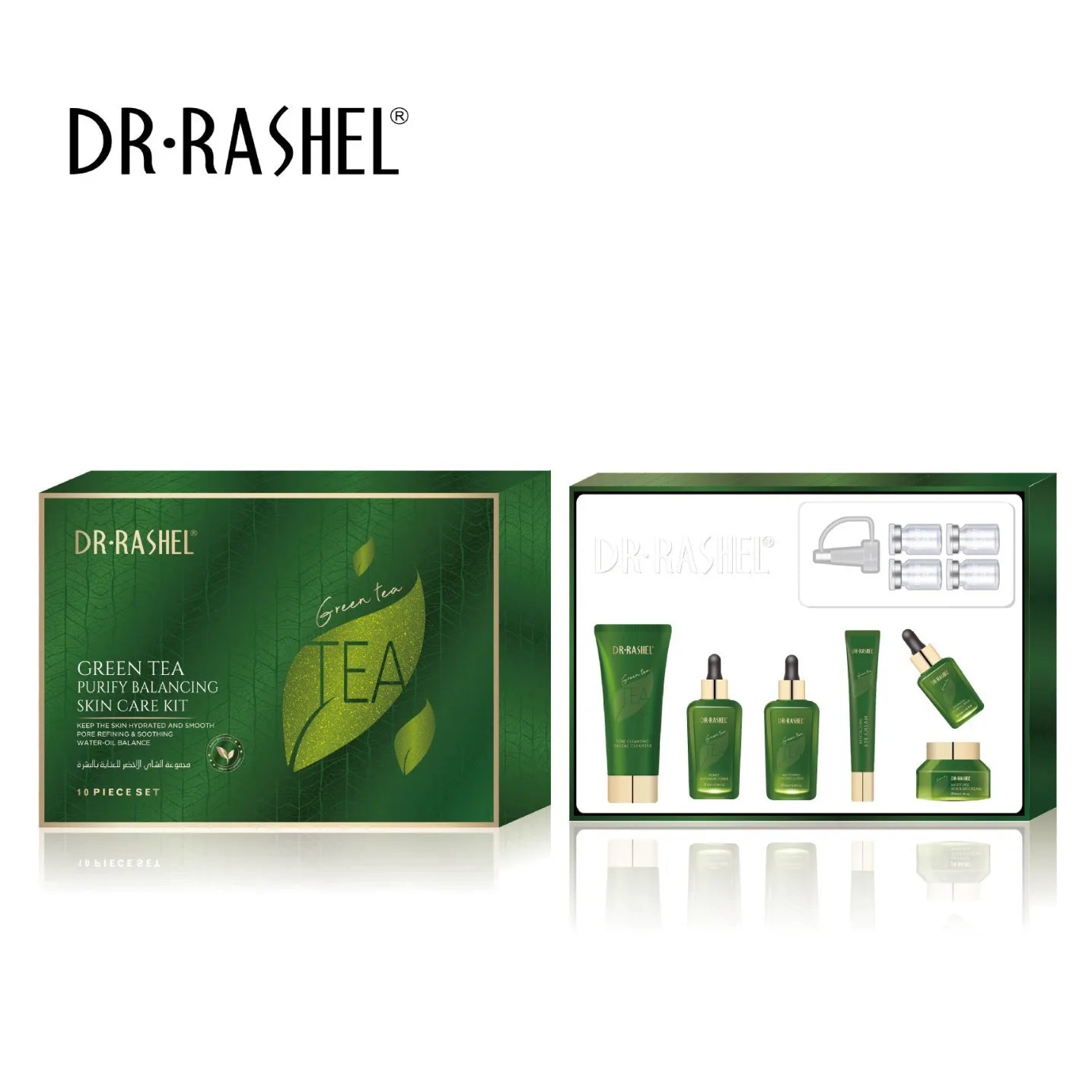 DR RASHEL Green Tea Purify Balancing Skin Care Set 10pcs Facial Care Kit