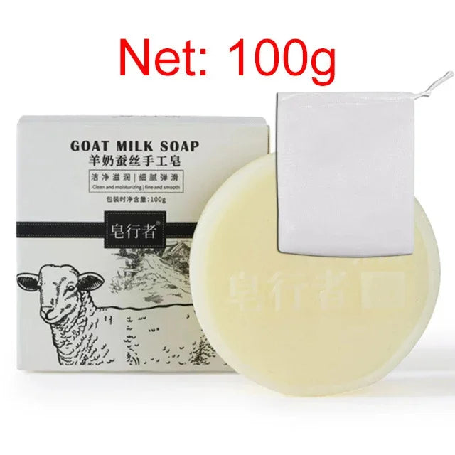 Goat Milk Silk Protein Handmade Soap With Foam Net Brightening Oil Control Remove Acne Blackheads Nourishing Skin Beauty Health